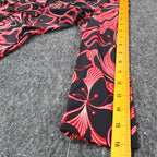A. Byer Top Womens Small Y2K Red Black Swirl Metallic Knot Front 2-in-1 Layered - take2supply