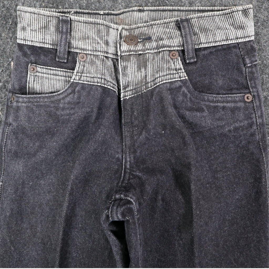 Levis Tapered Leg Jeans Womens 9 VTG 90s Black Reverse Silhouette Striped Denim - take2supply
