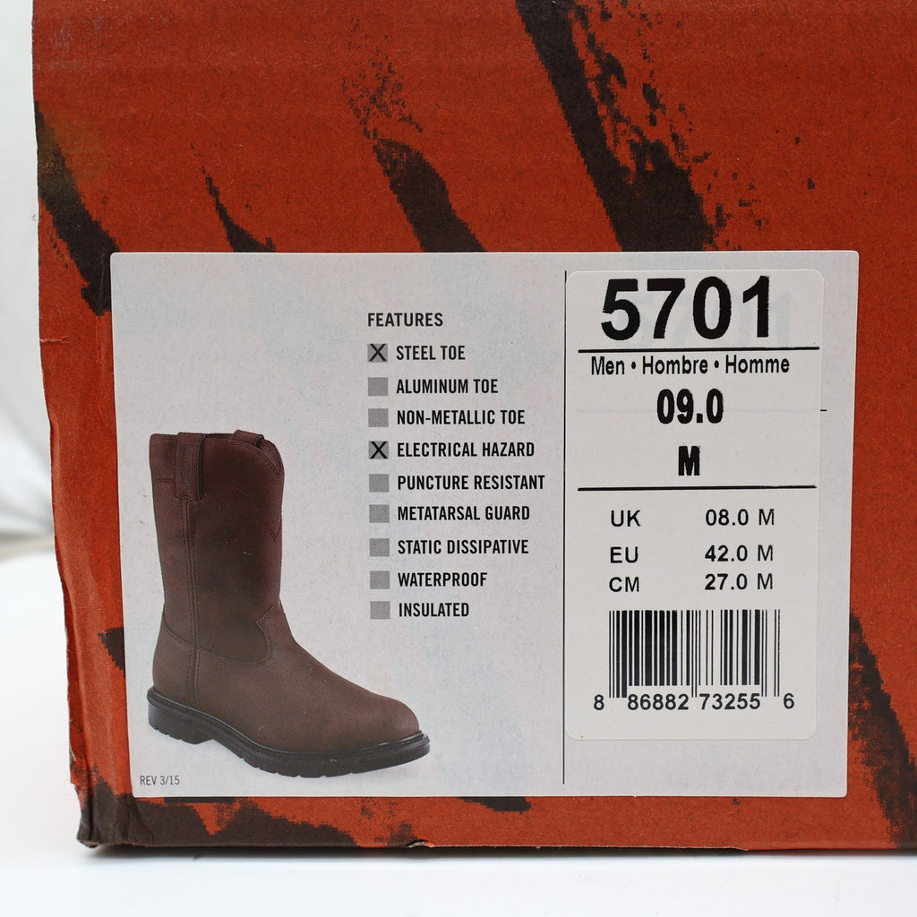 Worx By Red Wing 5701 Steel Toe Pull-On Boots Mens 9 Brown Leather NIB - take2supply