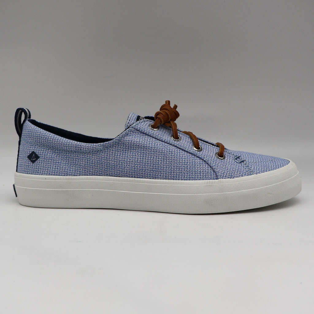 Sperry Crest Vibe Sneaker Womens 7.5 Blue Gingham Canvas Leather Lace STS85817 - take2supply