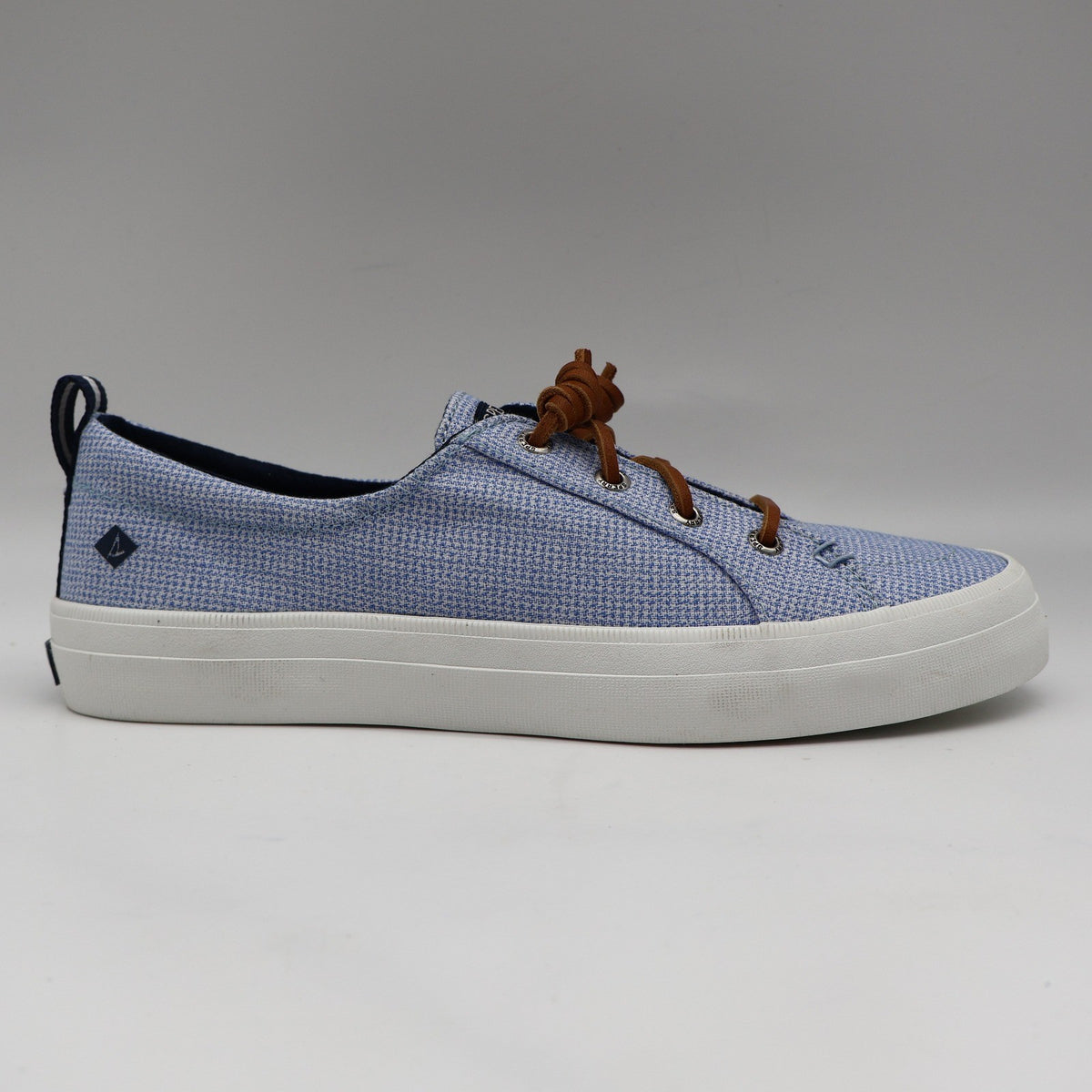 Sperry Crest Vibe Sneaker Womens 7.5 Blue Gingham Canvas Leather Lace STS85817 - take2supply