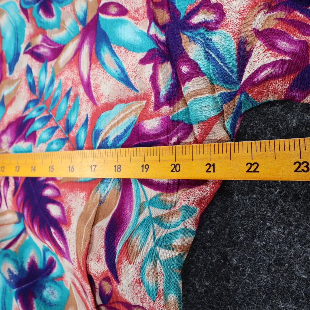Xtrovert by Donnkenny Blouse Womens Medium Vintage 90s Rayon Tropical Floral USA - take2supply