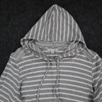 Erin London Womens M Gray White Striped Lace Up Hooded Tunic Top NWT - take2supply