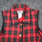 Lucia Plaid Vest Womens 14 Vintage 90s Red Tartan Gold Button Made in USA NWT - take2supply
