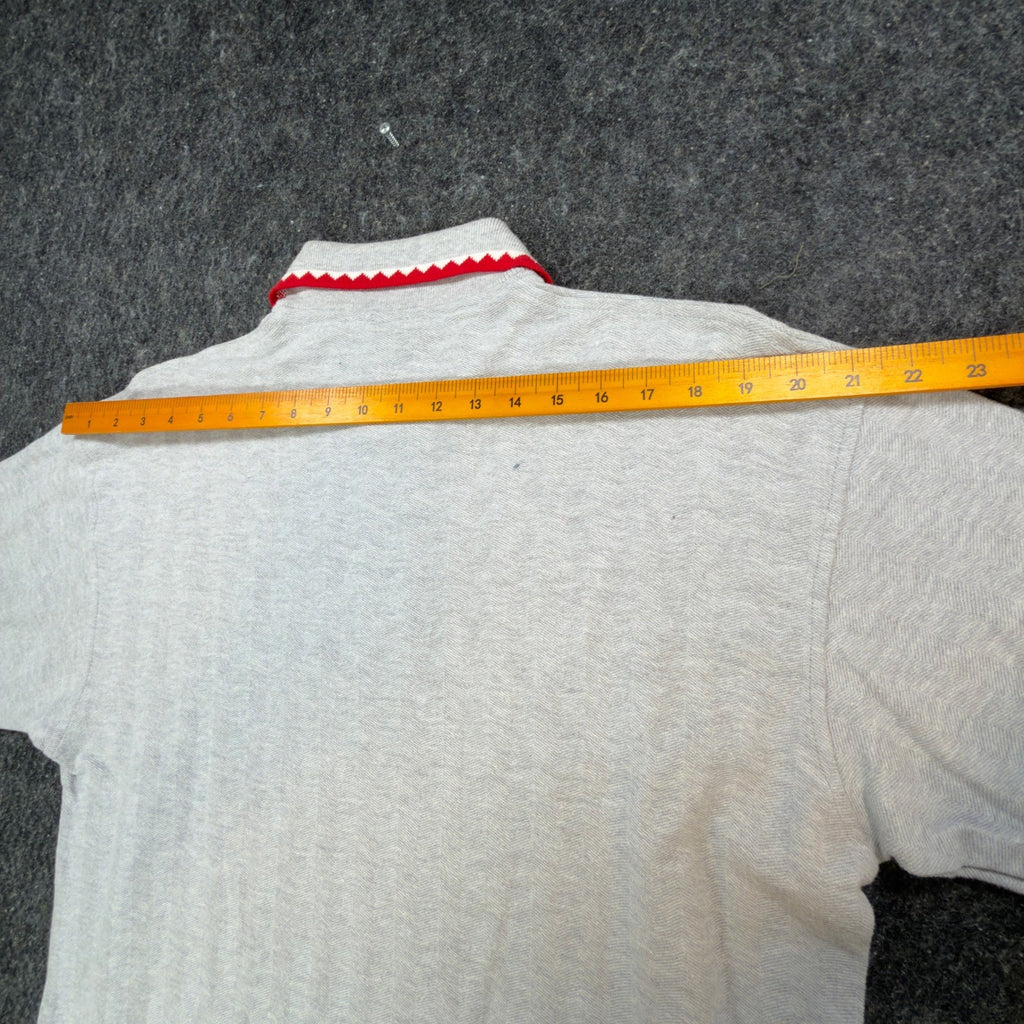 Vintage Cotton Deluxe Casuals Polo Shirt Mens L Gray Red Zig Zag Trim Y2K - take2supply