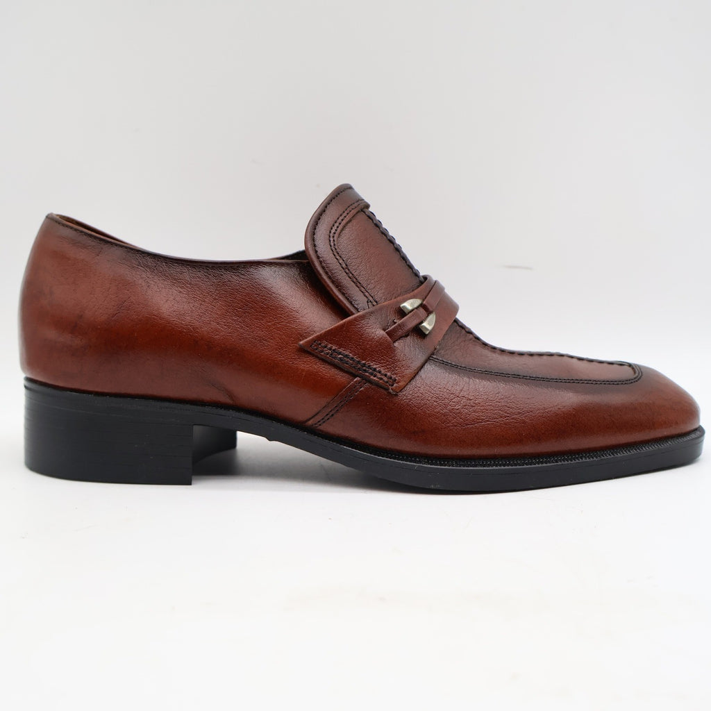 Fortune Loafers Mens 10 Vintage Brown Leather Moc Toe Bit Dress Shoes Deadstock - take2supply