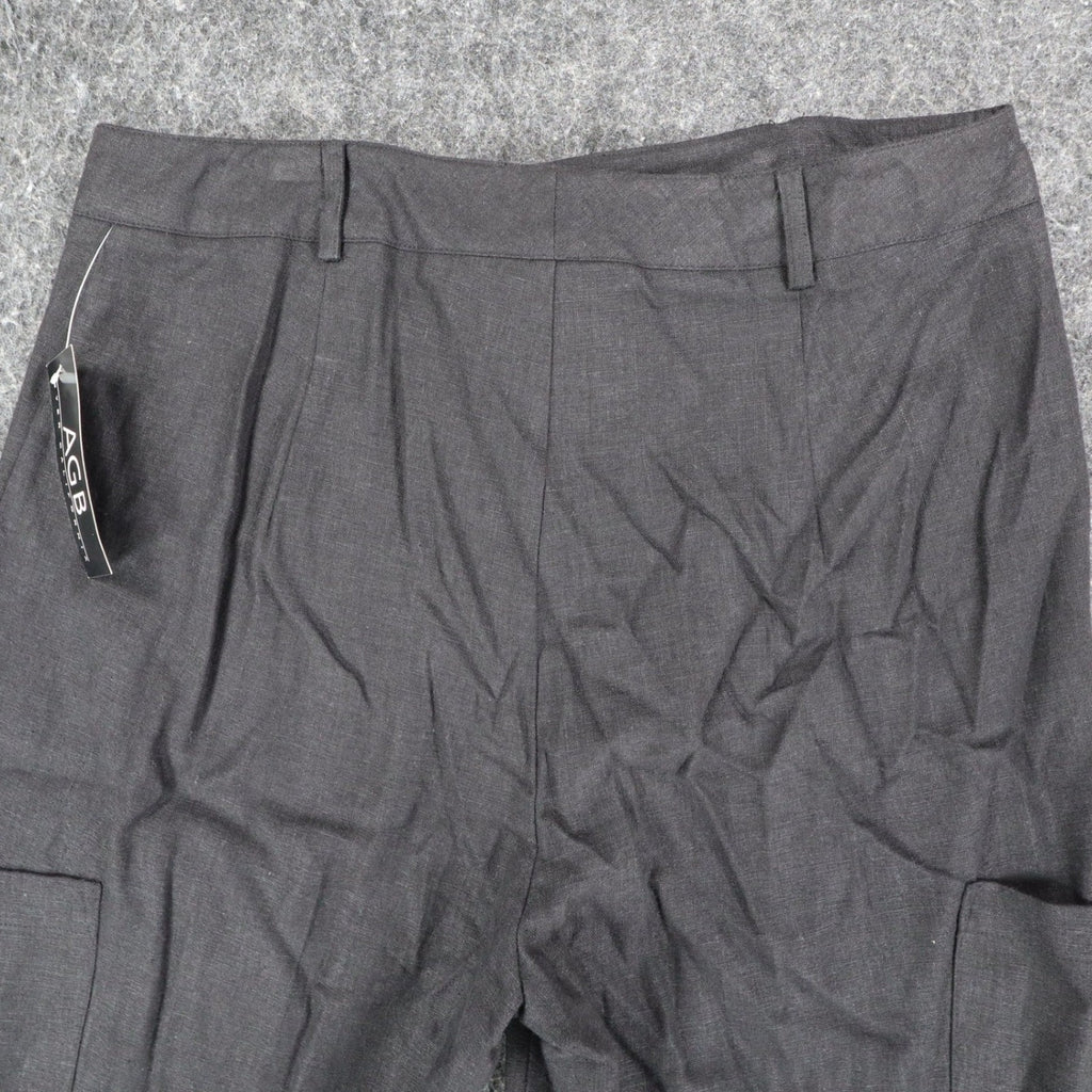 AGB Byer California Cargo Pants Womens 10 Y2K Black Linen Blend Wide Leg New - take2supply