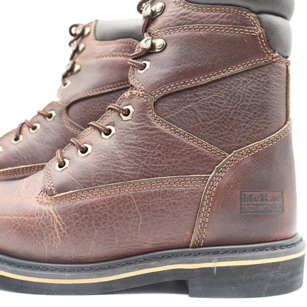 McRae Industrial Work Boots Mens 9 Brown Leather 8in NST Lace Up EH MR88122 - take2supply