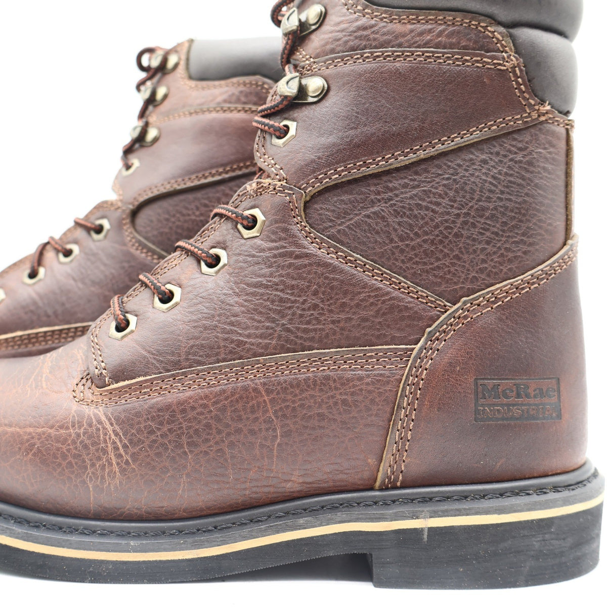 McRae Industrial Work Boots Mens 9 Brown Leather 8in NST Lace Up EH MR88122 - take2supply