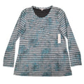 Erin London Top Womens L Blue Black Striped Textured Knit Long Sleeve NWT - take2supply