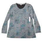 Erin London Top Womens L Blue Black Striped Textured Knit Long Sleeve NWT - take2supply