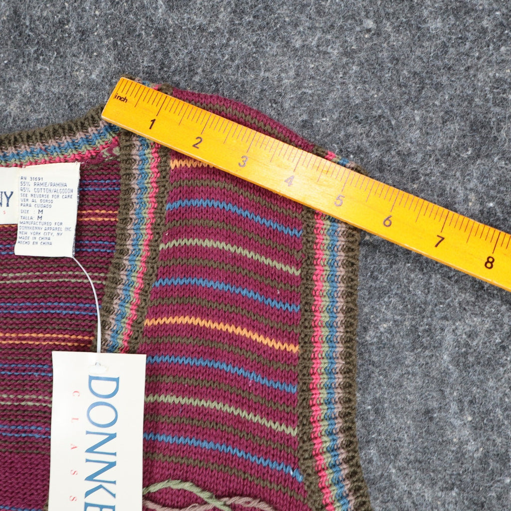Donnkenny Sweater Vest Womens Medium Vintage 90s Burgundy Beaded Ramie Cotton - take2supply