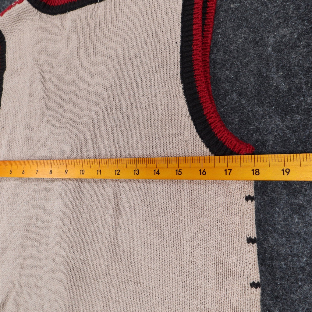 SML Sport Ltd Sweater Vest Womens M Vintage 1996 Argyle Knit Tan Red Black - take2supply