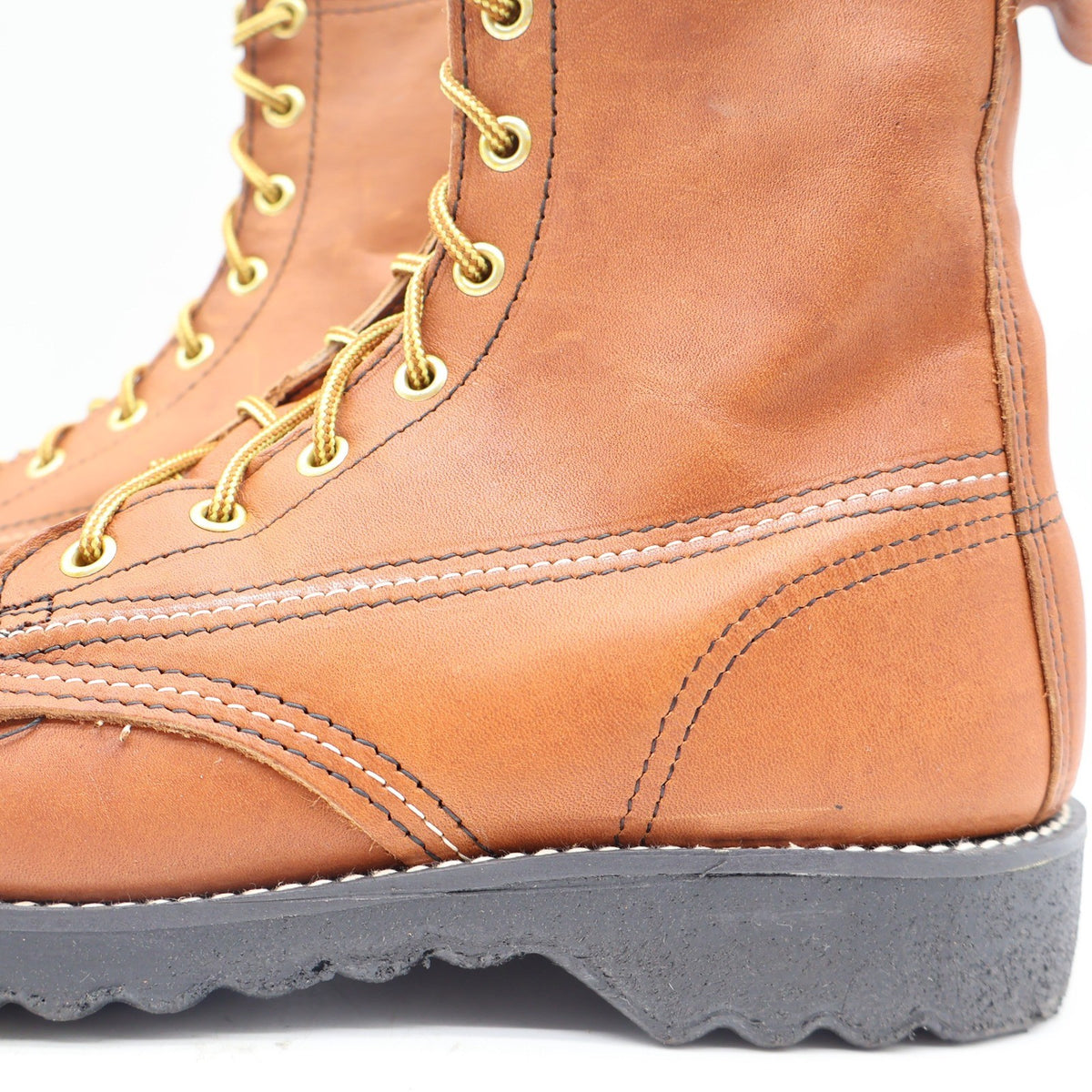 Tuff-Welt Work Boots Mens 7 Vintage Brown Full Grain Leather Moc Toe USA 332 - take2supply