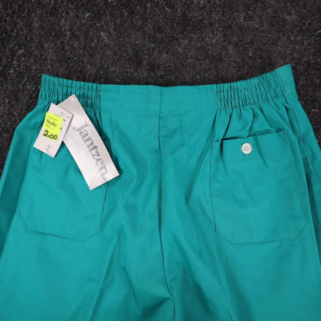 Jantzen Shorts Mens 32 Vintage 90s Teal Green Poly Cotton Deadstock 1M550 - take2supply