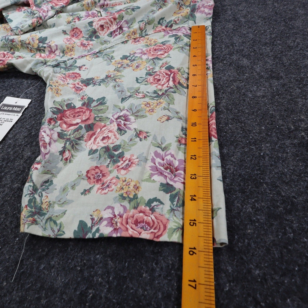 Laura Mae Floral Blouse Womens 20W Vintage 90s Cotton Sage Green Deadstock NWT - take2supply