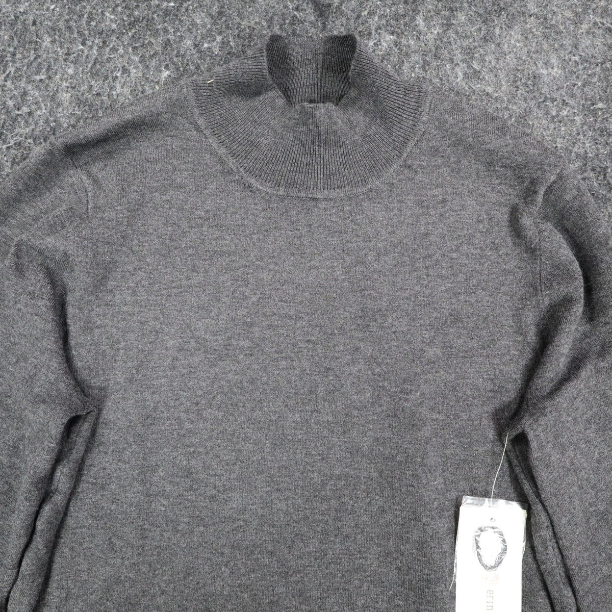 Erin London Women Large Mock Neck Balloon Sleeve Knit Top Gray 00125 NWT - take2supply