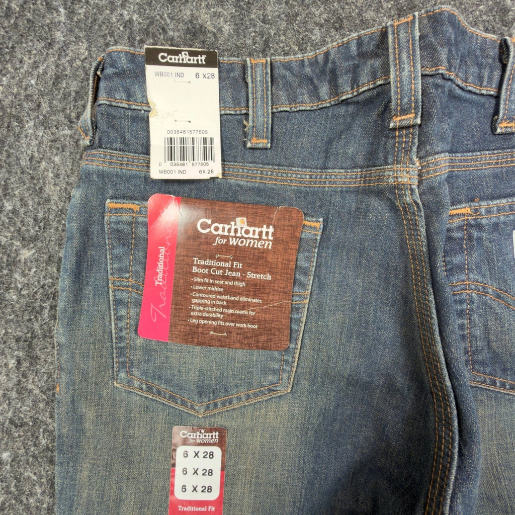 Carhartt Traditional Fit Boot Cut Jeans Women 6 X 28 Blue Denim New - take2supply