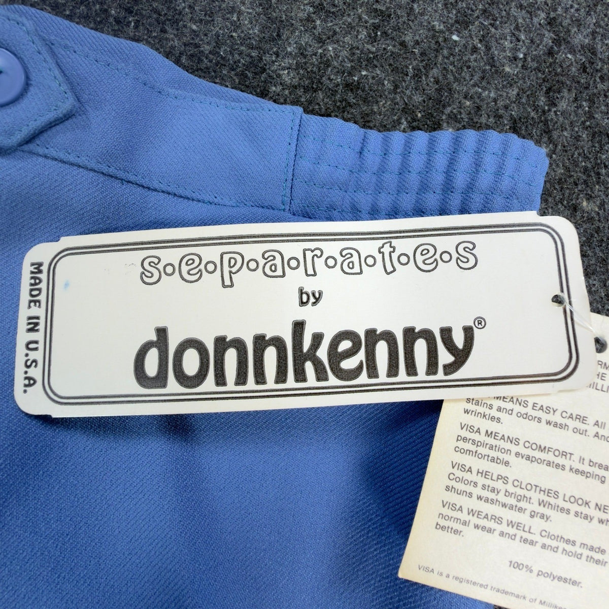 Donnkenny 80s Vintage Slacks Women 10 Blue Poly Visa Stretch High Waist NWT USA - take2supply