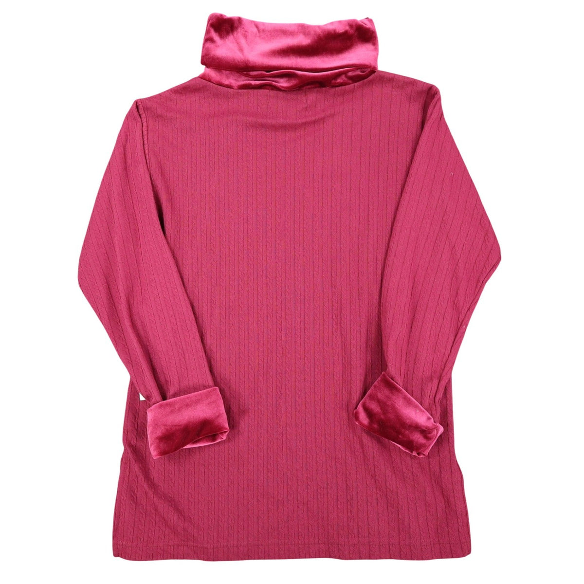 Jessica Roberts Turtleneck Top Womens Size S Vintage 90s Burgundy Cable Velvet - take2supply