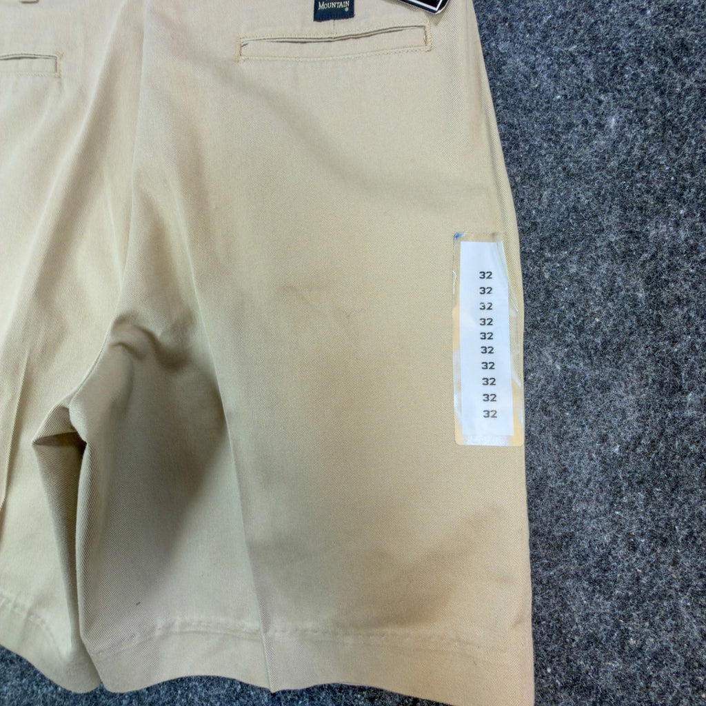 Wolf Mountain Key Shorts Mens 32 Tan Khaki 100% Cotton Pleated Vintage USA NWT - take2supply