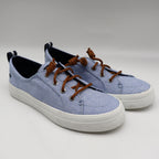 Sperry Crest Vibe Sneaker Womens 7.5 Blue Gingham Canvas Leather Lace STS85817 - take2supply
