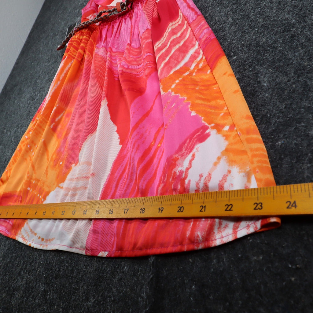 My Michelle One Shoulder Dress Womens Medium Pink Orange Abstract Print NWT - take2supply