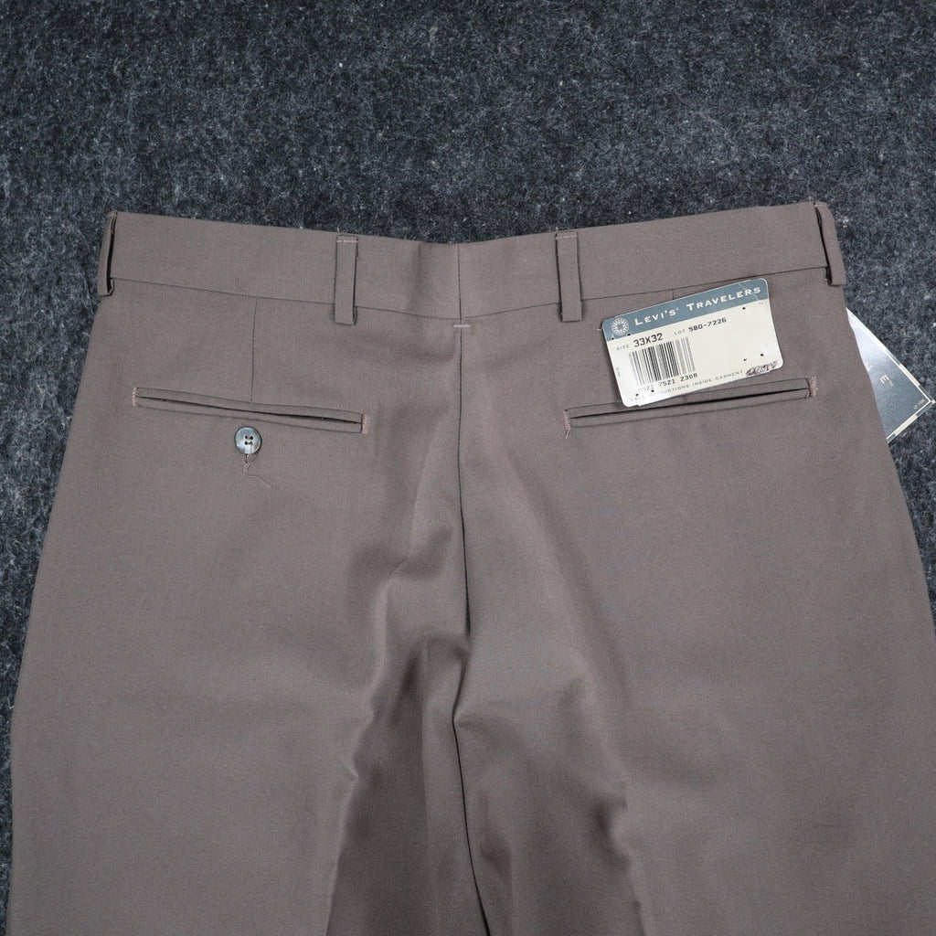 Levi's Action Slacks Pants Mens 34x29 Vintage 80s Deadstock Pleated Taupe Brown - take2supply