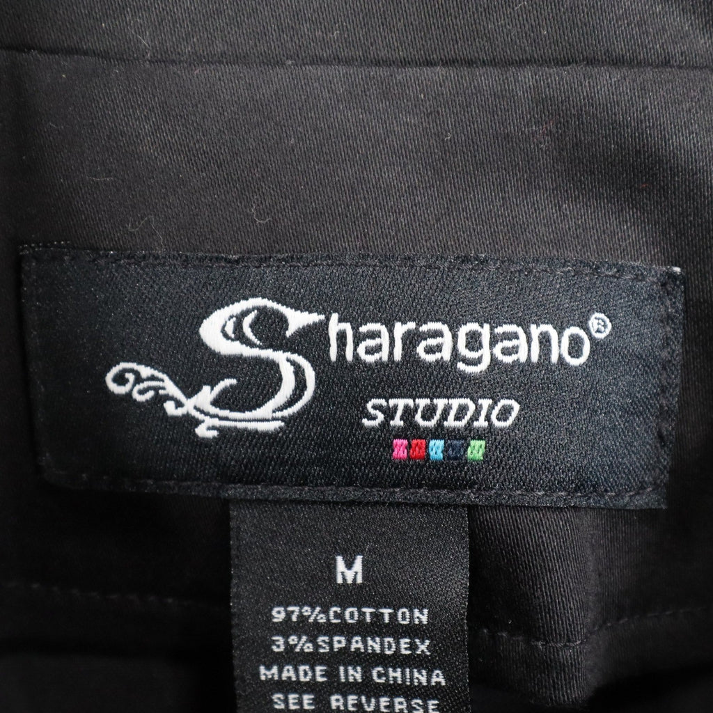 Sharagano Studio Jacket Womens M Black Short Puff Sleeve Cropped Cotton 182674 - take2supply