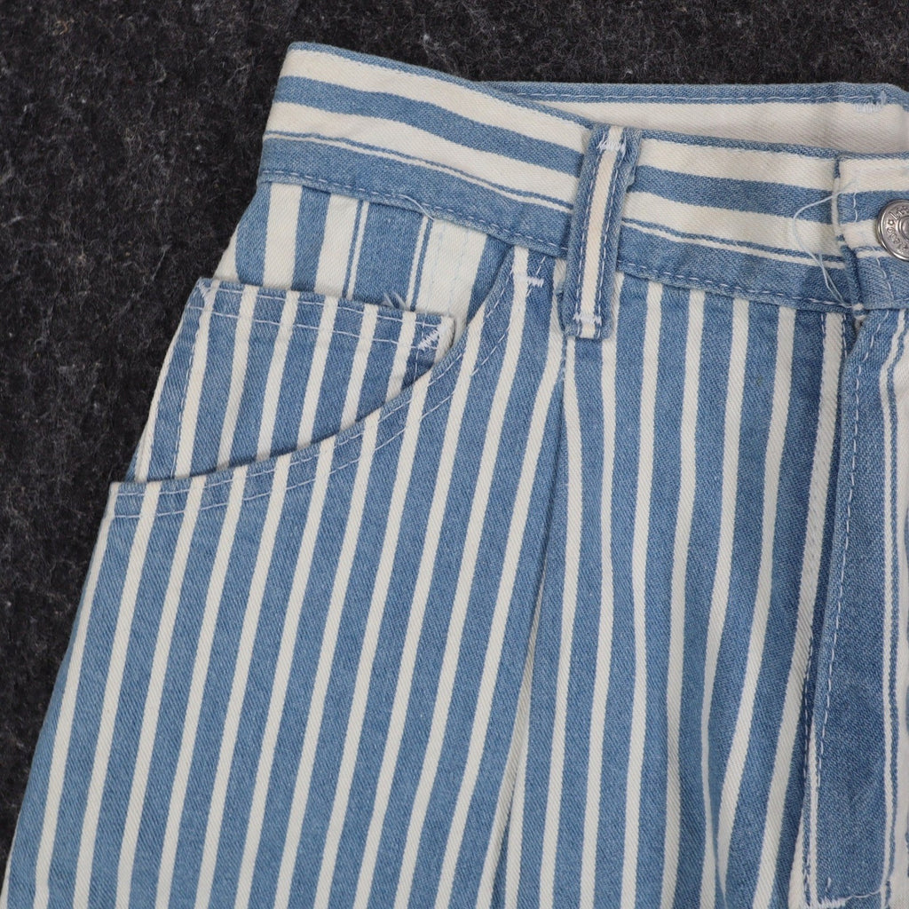 Lee Striped Shorts Girls 14 Slim Vintage 90s Blue White Cotton Loose Fit NWT - take2supply
