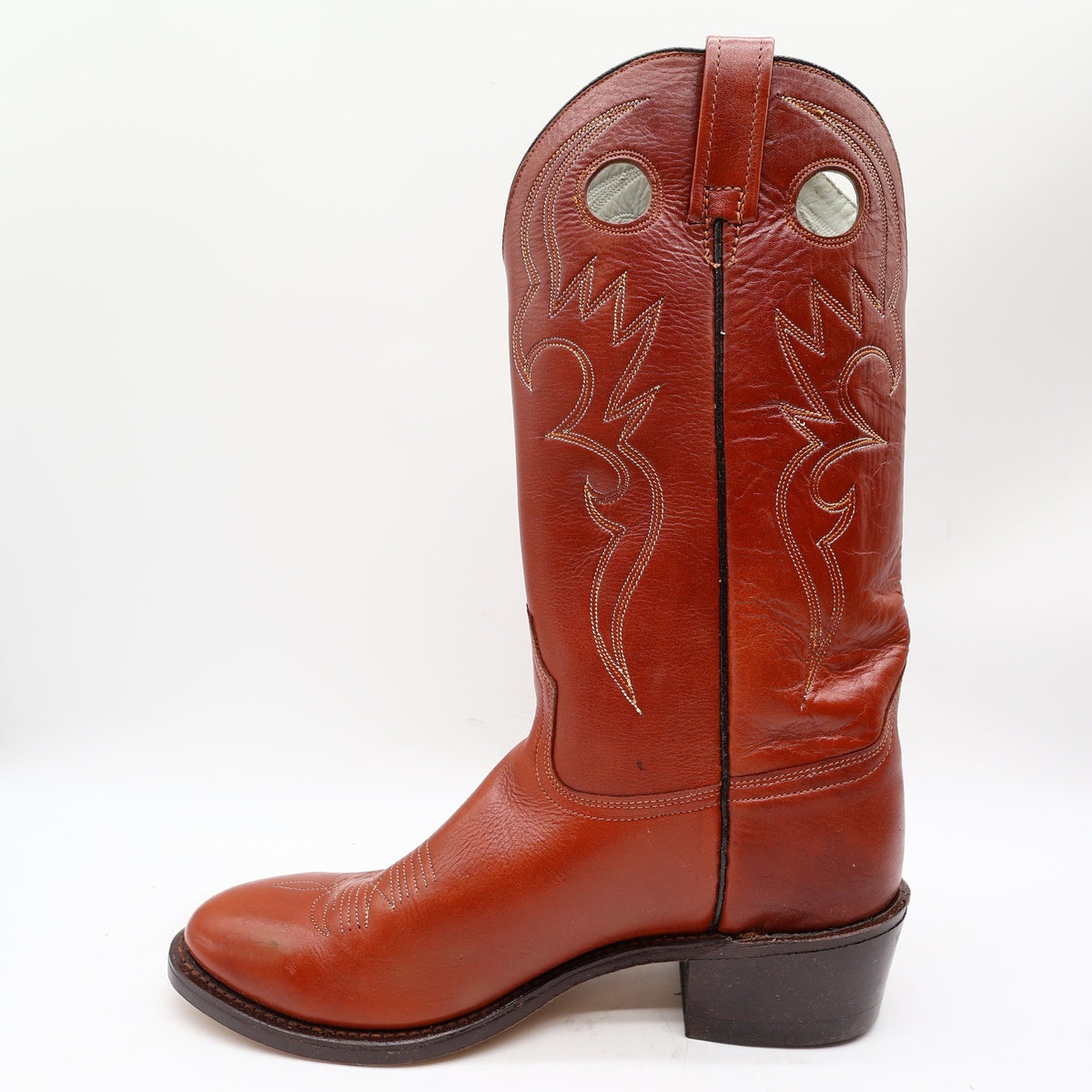 Acme Vintage Western Cowboy Boots Mens 9.5 D Cognac Leather New - take2supply