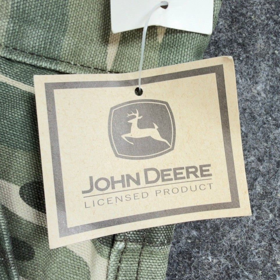 John Deere Carpenter Pants Boys 12 Y2K Camo Canvas Woodland Workwear Deadstock - take2supply