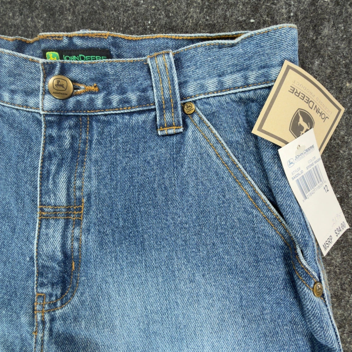 John Deere Y2K Carpenter Denim Shorts Boys 12 Stone Wash Cotton NWT Deadstock - take2supply