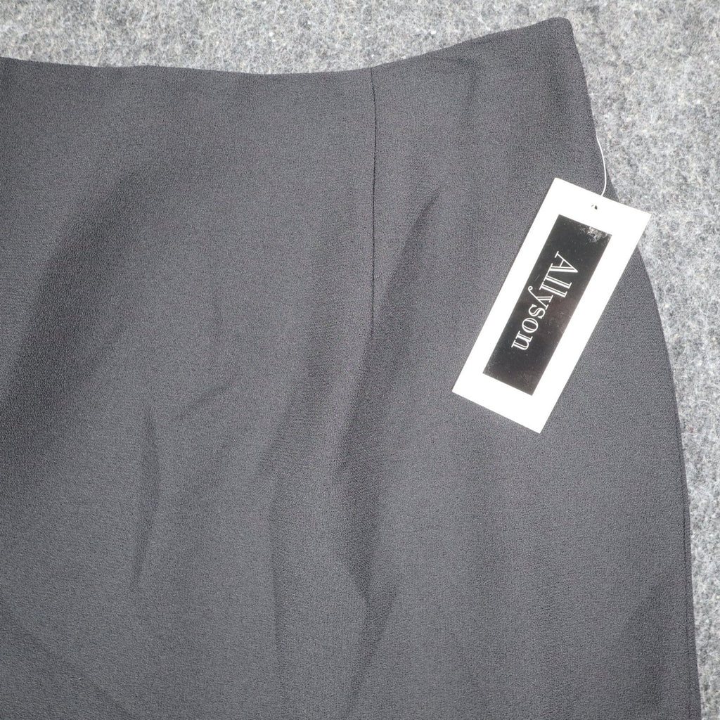 Allyson A-Line Skirt Womens 12 Vintage 90s Black Polyester Lined Career Wear - take2supply