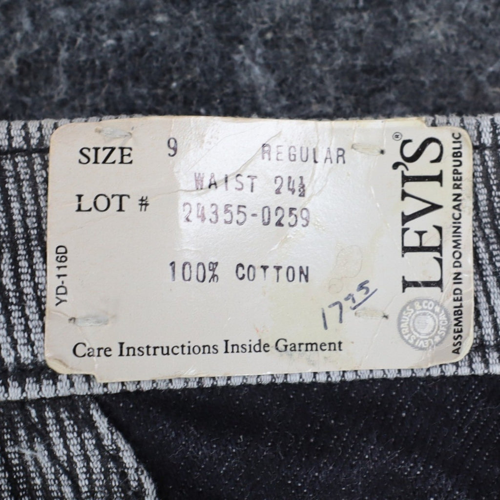 Levis Tapered Leg Jeans Womens 9 VTG 90s Black Reverse Silhouette Striped Denim - take2supply