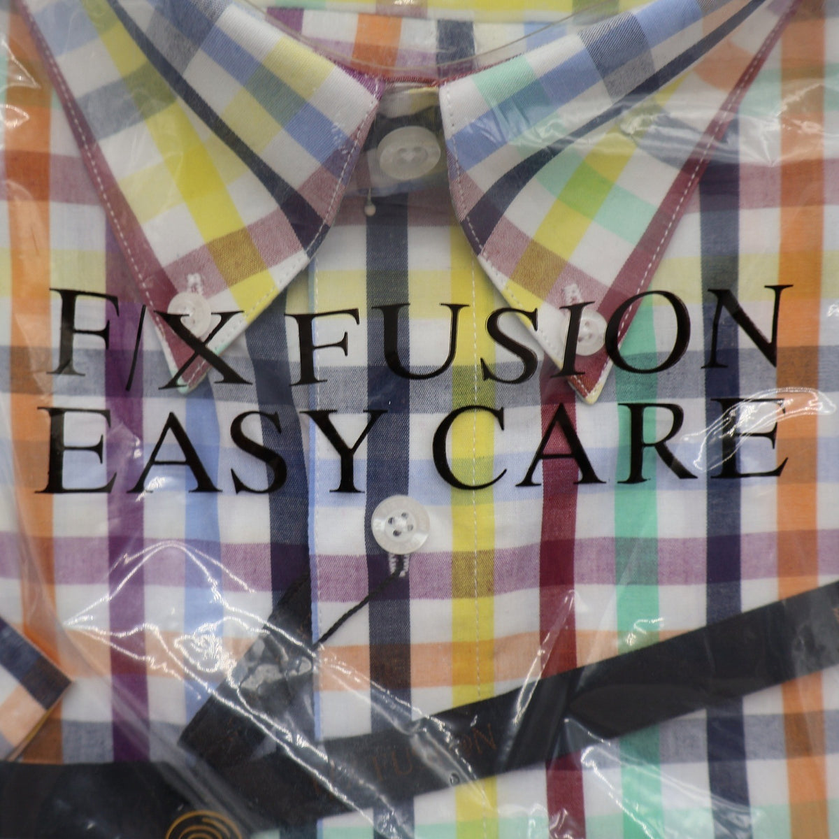 F/X Fusion Shirt Mens XL Multi Colored Check Short Sleeve Easy Care D552 NEW - take2supply