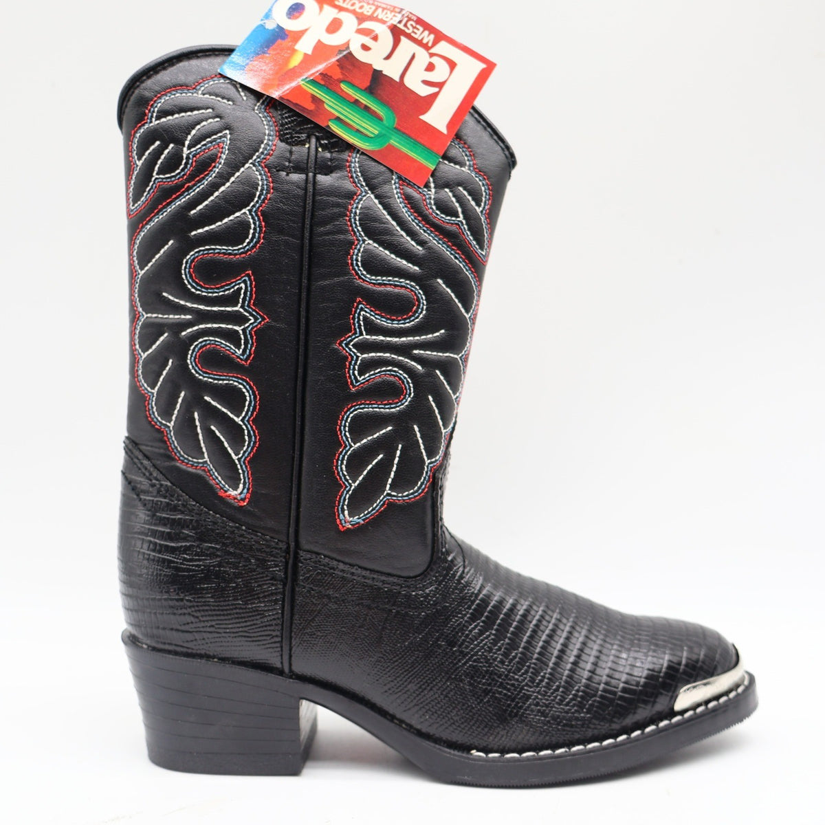 Laredo Western Cowboy Boots Kids Size 2D Vintage Black Lizard Embossed 28-2230-6 - take2supply