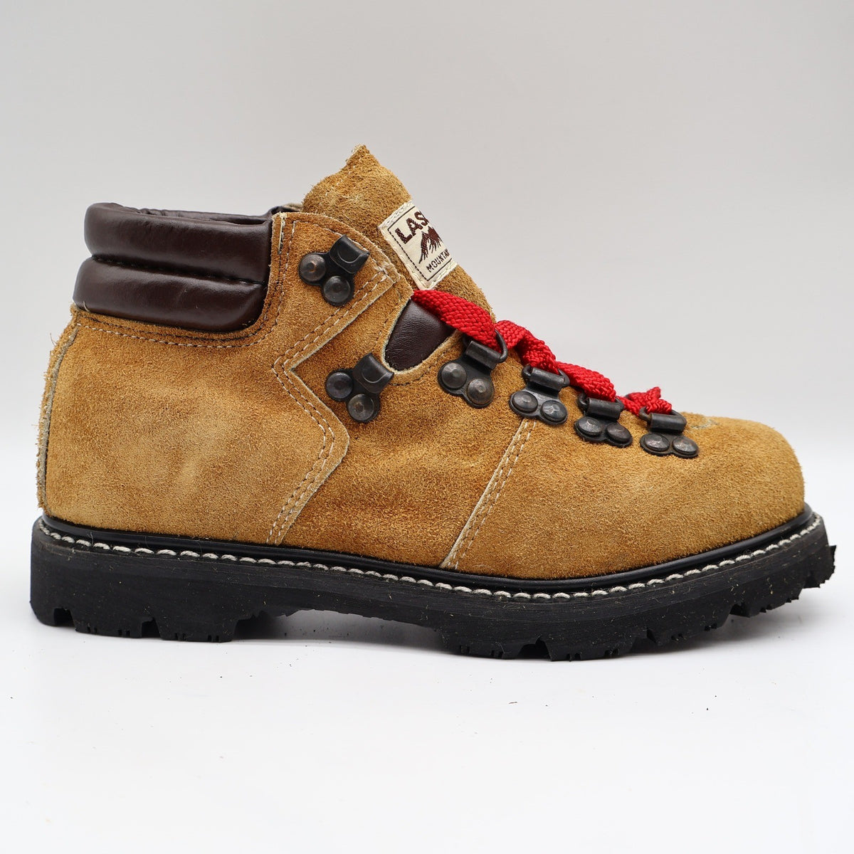 Lasco Mountain Climber Boots Size 4.5 Vintage Tan Suede Red Laces Deadstock - take2supply