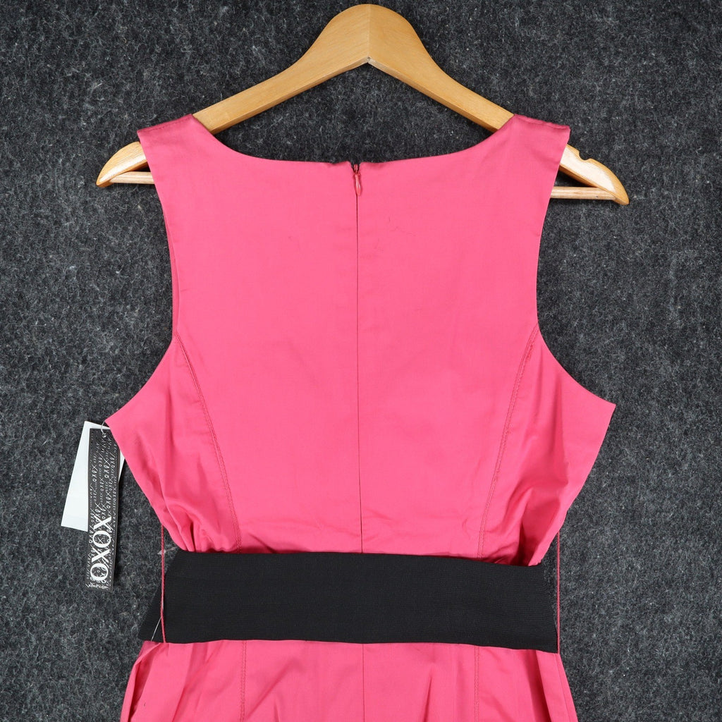 XOXO Sheath Dress Womens 9/10 Pink Cotton Stretch Belted Block Party 5897CBN5 - take2supply
