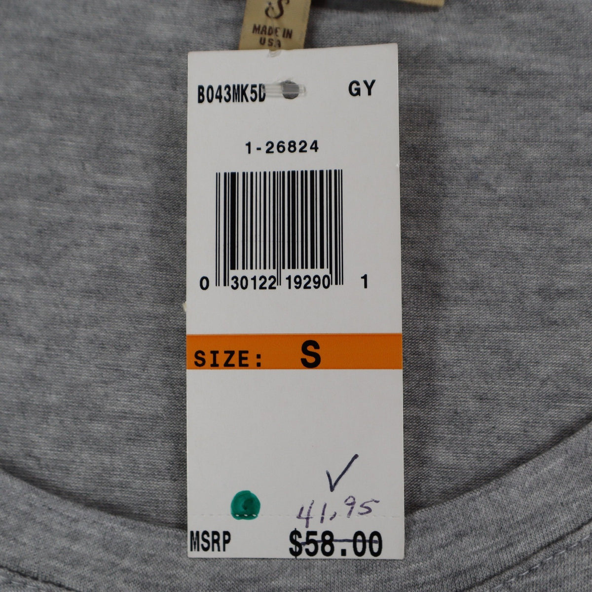 Democracy Top Womens Small Gray Striped Ruffle Front Long Sleeve Rayon Stretch - take2supply