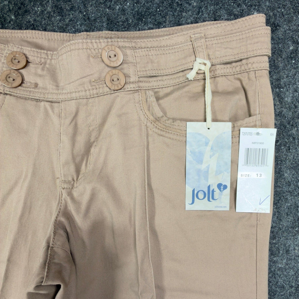 Jolt Y2K Flare Leg Trousers Juniors 13 Khaki Cotton Blend NWT - take2supply