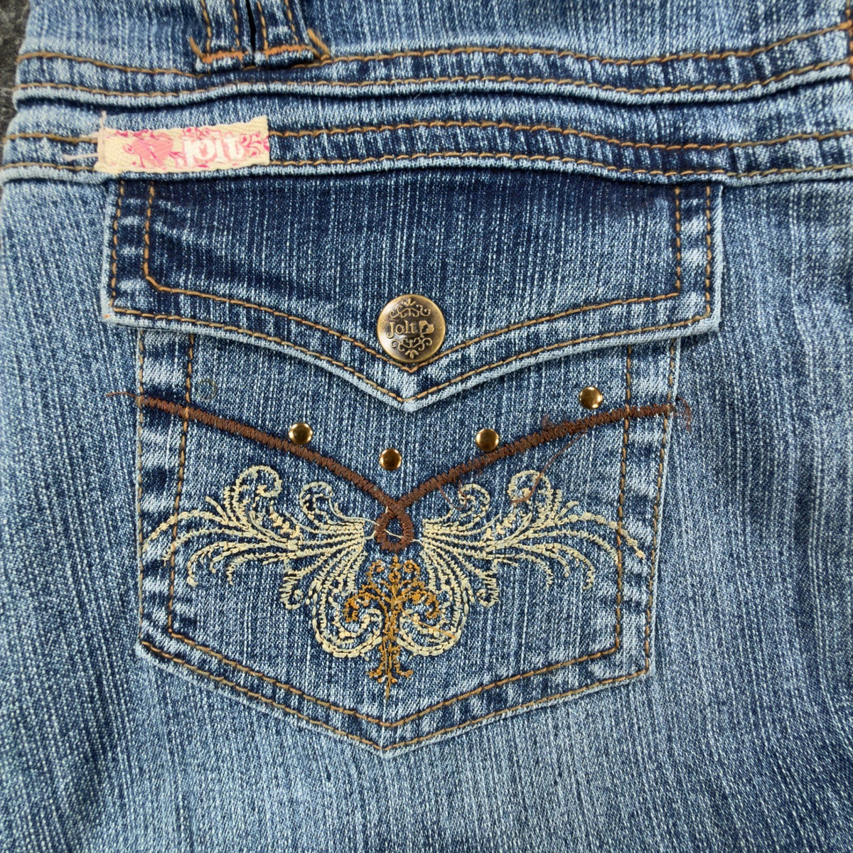 Jolt Y2K Butterfly Denim Skirt Girls 14 Blue Tiered Ruffle NWT - take2supply