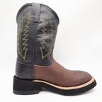 Old West 1606 Western Cowboy Boots Kids Size 1.5 Brown Black Leather NWT - take2supply