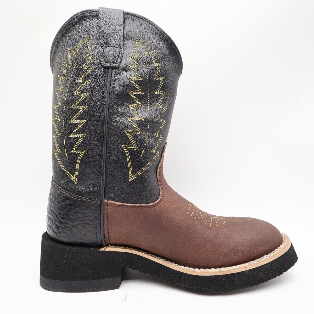 Old West 1606 Western Cowboy Boots Kids Size 1.5 Brown Black Leather NWT - take2supply