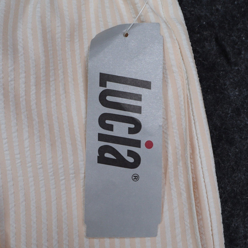 Lucia Seersucker Shorts Womens Small Vintage 90s Peach Striped Deadstock USA - take2supply
