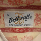 Bellcraft Shirt Boys 10 Vintage 70s Red Cream Toile Print Double Button Cuff NWT - take2supply