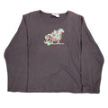 Peanut Butter & Jelly Women XL Brown Cotton Christmas Sleigh Long Sleeve Top - take2supply