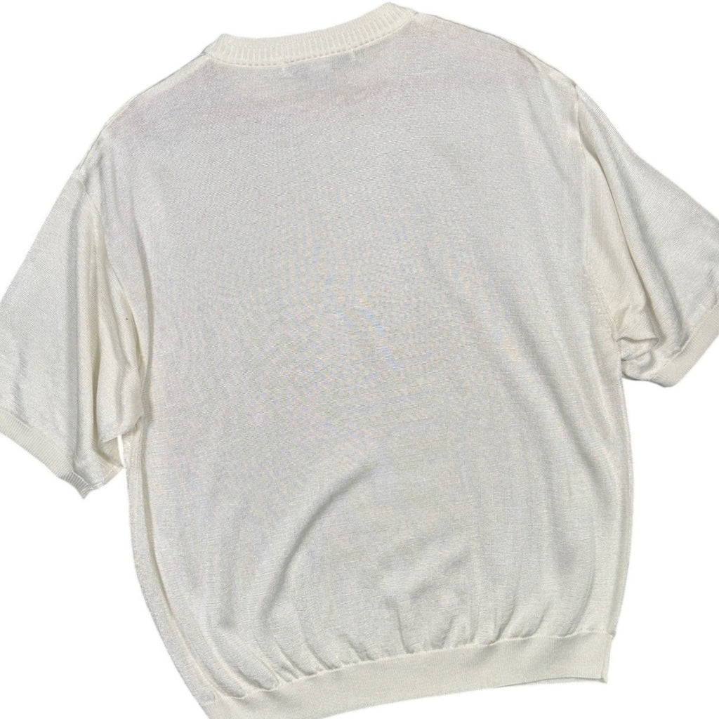 IRVINE PARK Mens XLG Cream Cable Knit Short Sleeve Sweater - take2supply