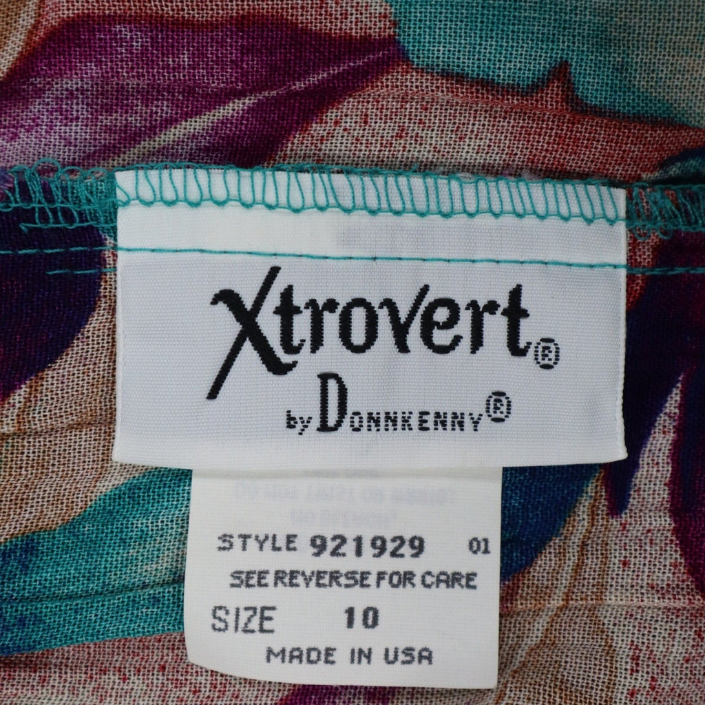 Xtrovert Skirt Womens 10 Vintage 90s Rayon Tropical Floral Pleated Midi USA NEW - take2supply