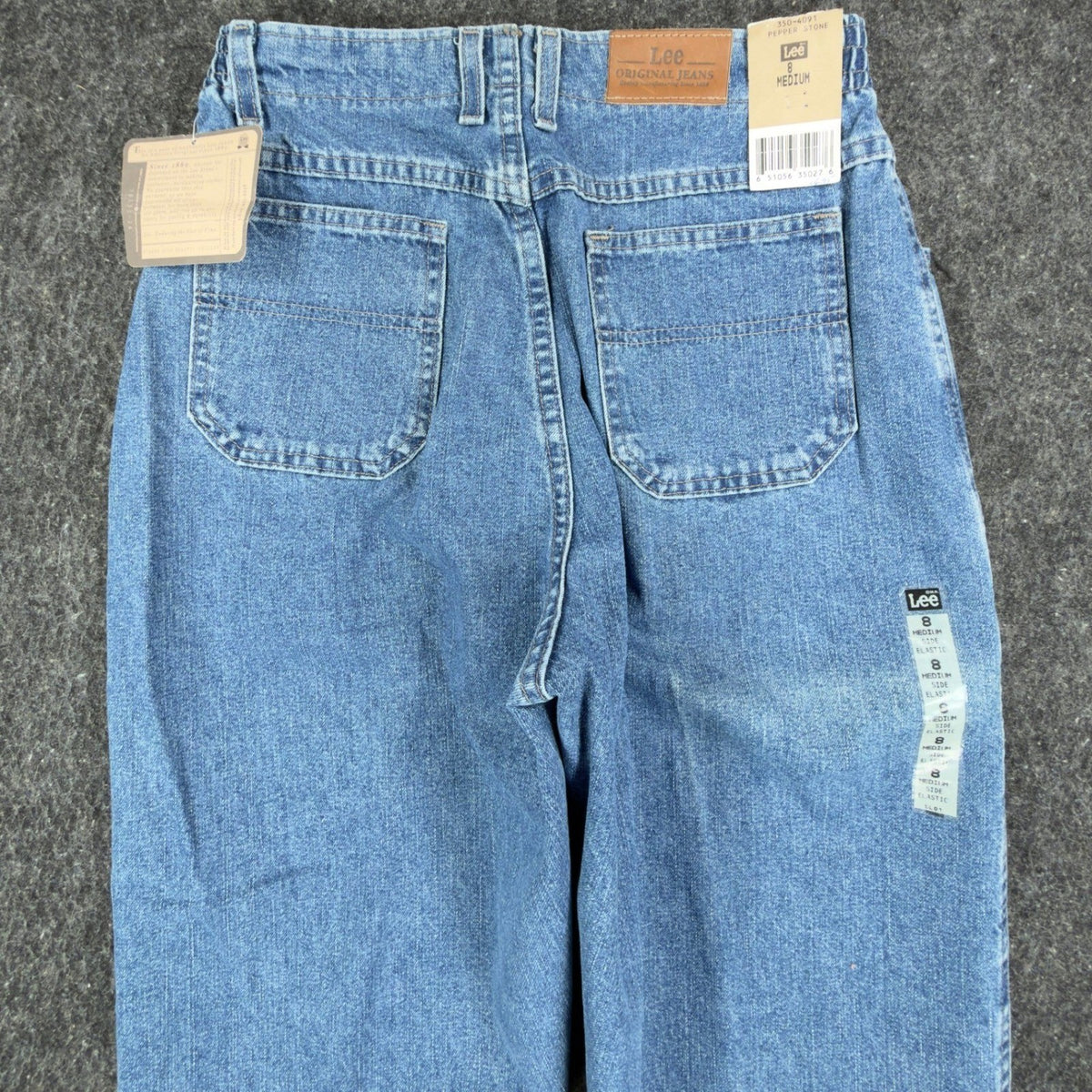 Lee Vintage 90s Side Elastic Utility Jeans Womens 8 M Blue Denim Made in USA NWT - take2supply
